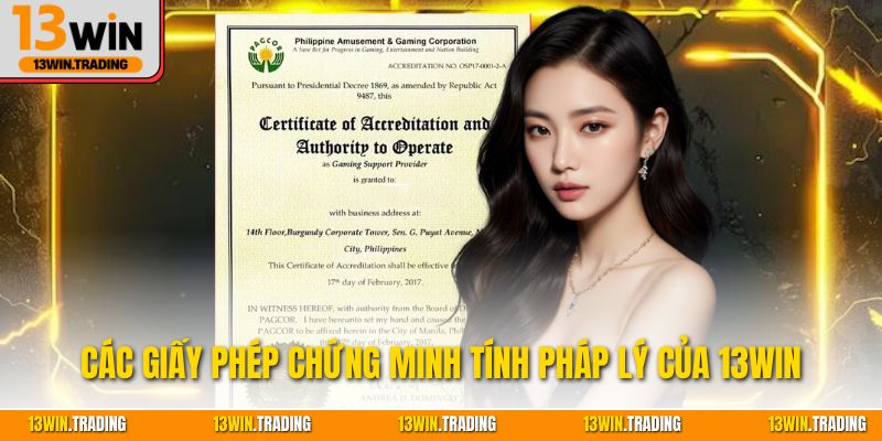 Các giấy phép chứng minh tính pháp lý của 13Win